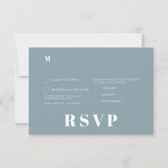 Tarjetas de RSVP para Boda Minimalista (Anverso)