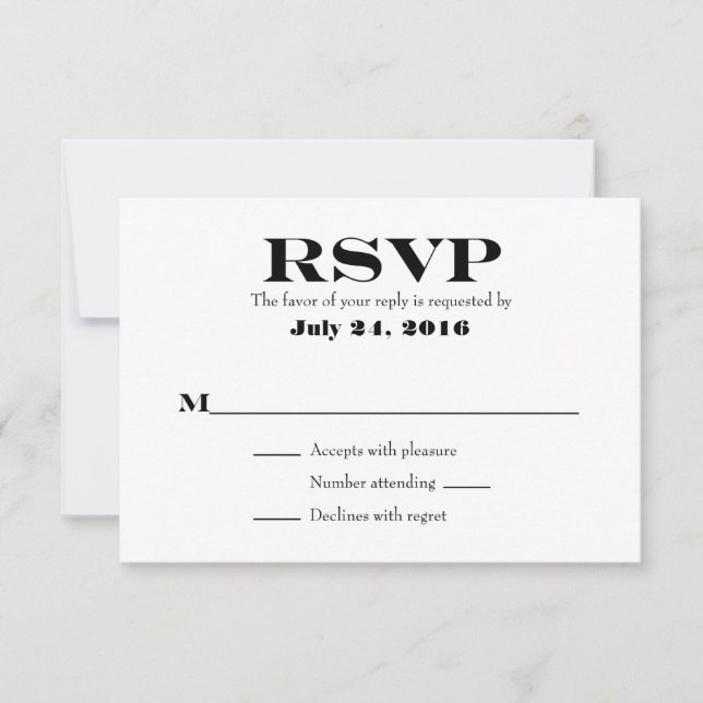 Tarjetas de RSVP para Boda Sencilla (Anverso)