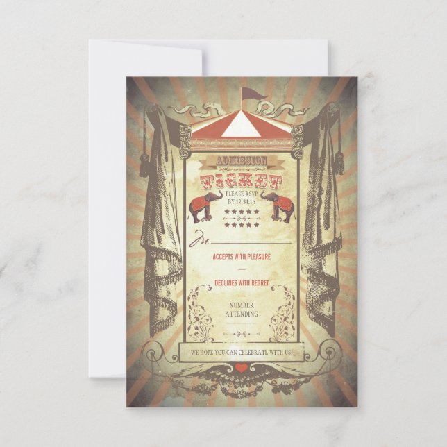 tarjetas de RSVP para la boda de elefantes del cir (Anverso)