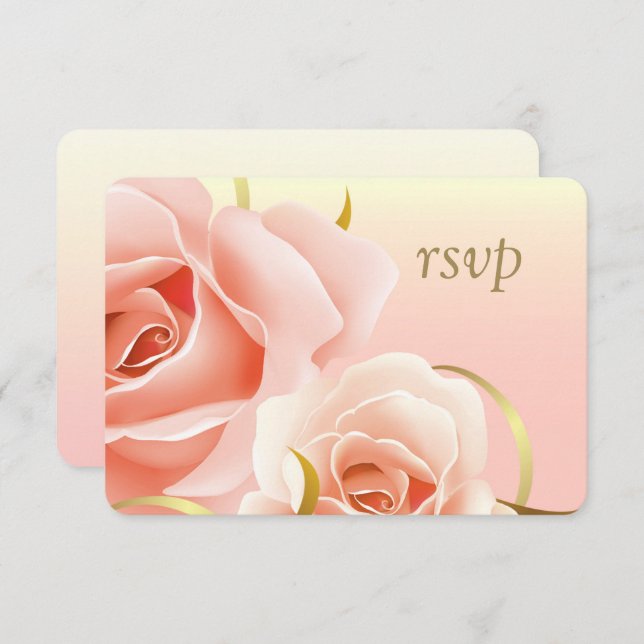 Tarjetas de RSVP personalizadas con diseño de rosa (Anverso / Reverso)