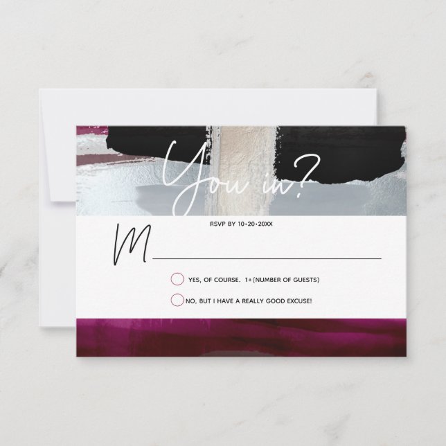 Tarjetas de RSVP PixDezines Burgundy Silver, Bloqu (Anverso)