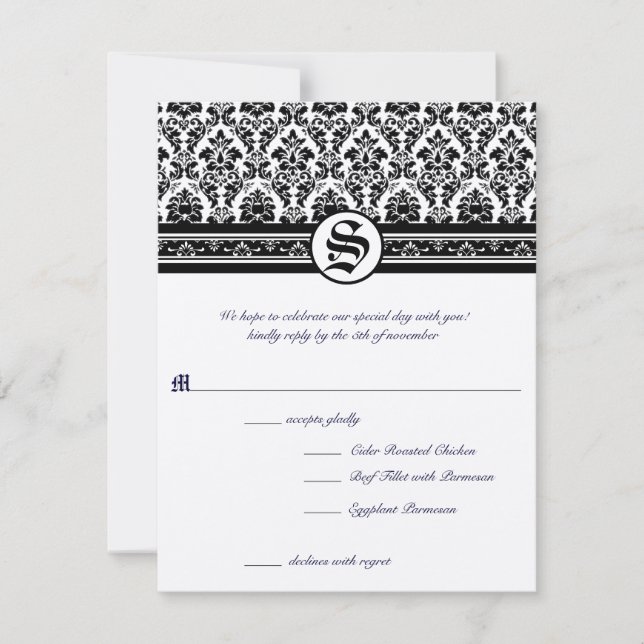 Tarjetas de RSVP: requieren invitaciones de tamaño (Anverso)
