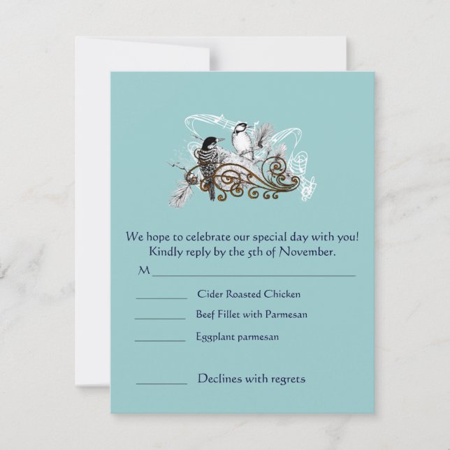 Tarjetas de RSVP: requieren invitaciones de tamaño (Anverso)