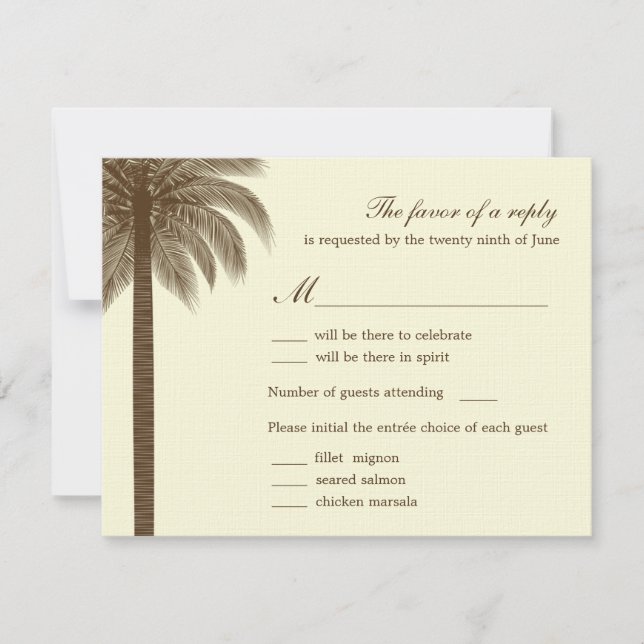 Tarjetas de RSVP/Respuesta de Boda en Palm Beach - (Anverso)