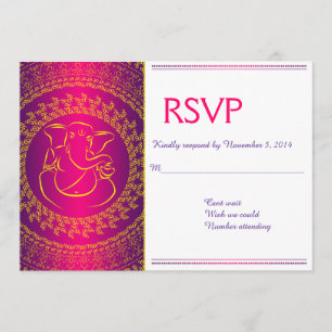 Tarjetas de RSVP rosadas elegantes de Ganesh   Dio