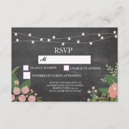 Tarjetas de RSVP Tiza Boda Rústica Luces Florales