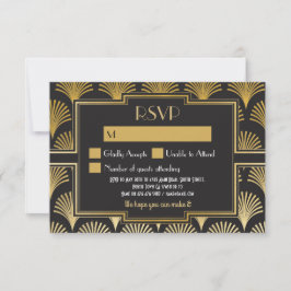 Tarjetas de RSVP Vintage Gatsby Bodas Años 20 Resp