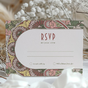Tarjetas de RSVP y dirección Art Nouveau con motiv