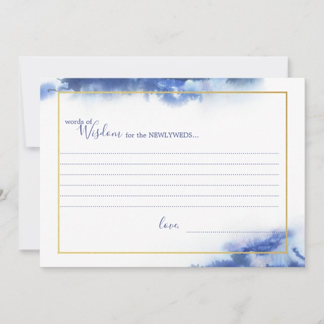 Tarjetas de Sabiduría de Boda con Marco Dorado y M (Anverso)