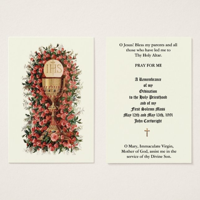 TARJETAS DE SALUD ANIVERSARIAS DE LA ORDENACIÓN SA (Anverso y reverso)