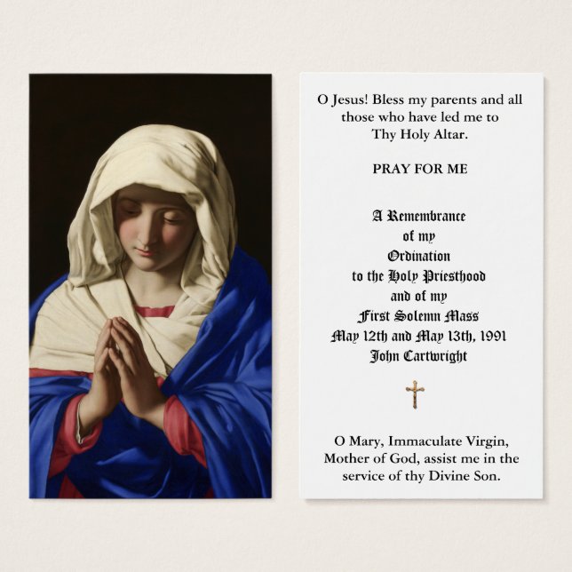 TARJETAS DE SALUD ANIVERSARIAS DE LA ORDENACIÓN SA (Anverso y reverso)