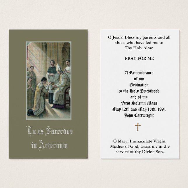 TARJETAS DE SALUD ANIVERSARIAS DE LA ORDENACIÓN SA (Anverso y reverso)