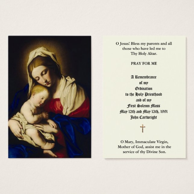 TARJETAS DE SALUD ANIVERSARIAS DE LA ORDENACIÓN SA (Anverso y reverso)