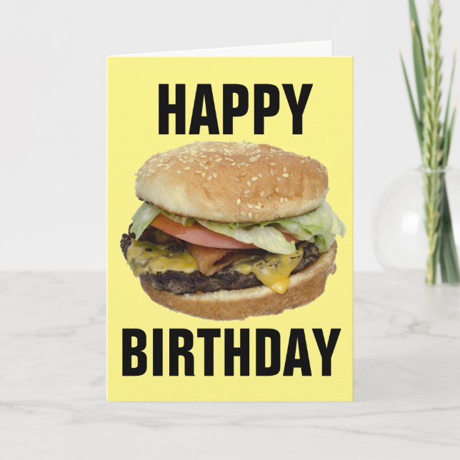 TARJETAS DE SALUD DE CUMPLEAÑOS DE CHEESEBURGER (Anverso)