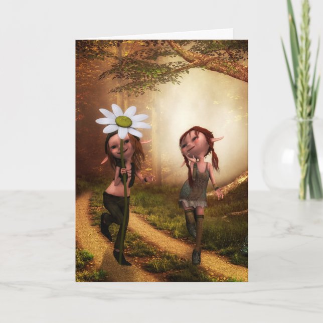 TARJETAS DE SALUDO DE AMISTAD DE ELFAS (Anverso)