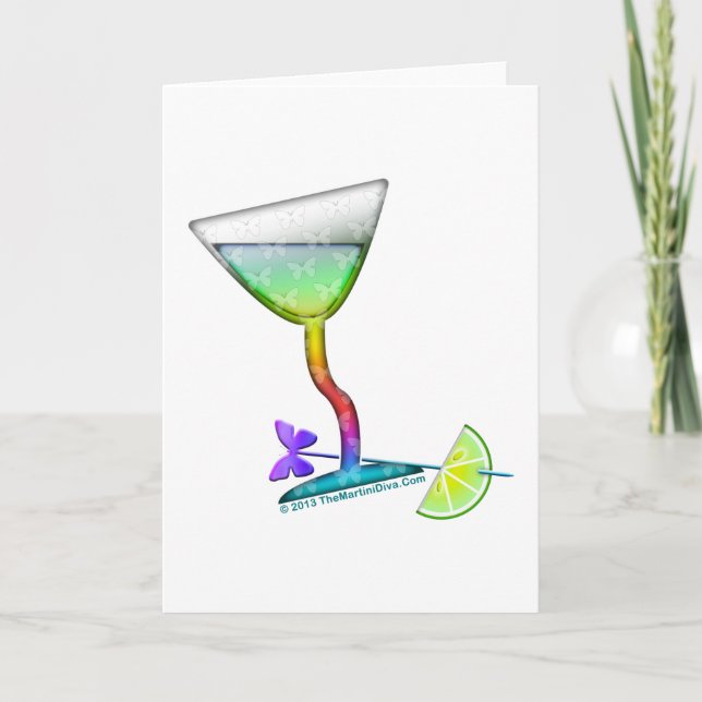 TARJETAS DE SALUDO DE COCTEL - MARIPOSA MARTINI (Anverso)