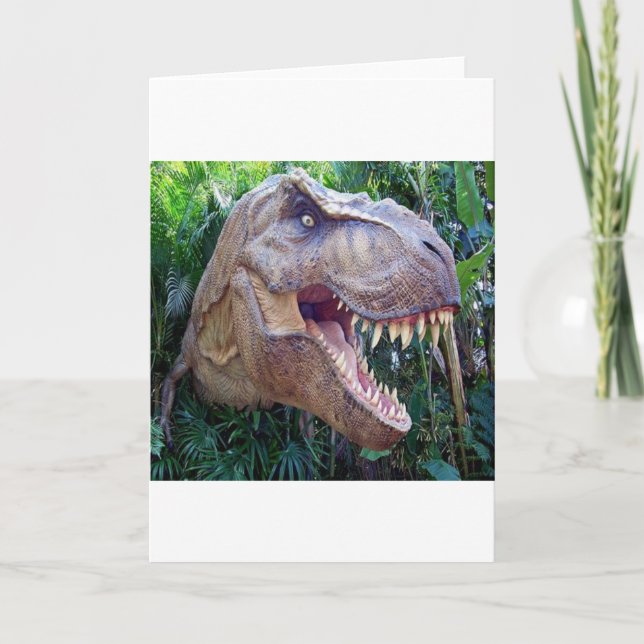 Tarjetas de saludo de dinosaurio para niños vacaci (Anverso)