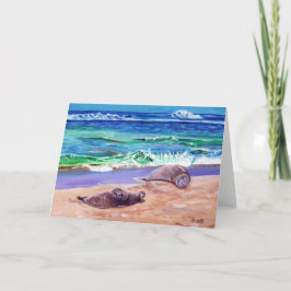 Tarjetas de saludo de focas monje hawaianas en la 