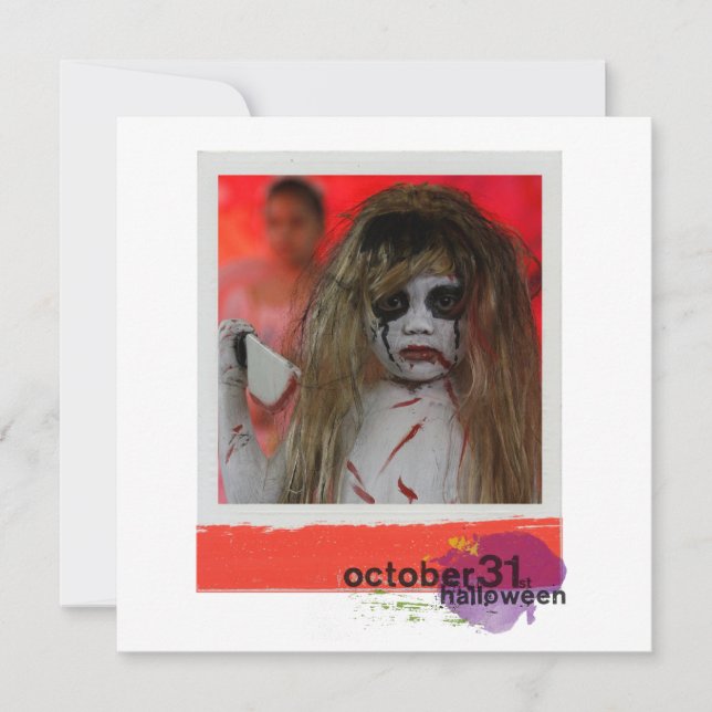 Tarjetas de saludo de halloween con foto cuadrada  (Anverso)