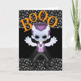 Tarjetas de saludo de Halloween con vampiro de Boo