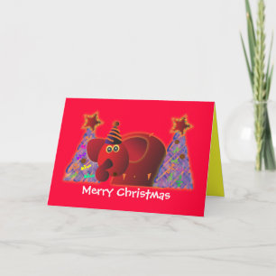 Tarjetas de saludo de los navidades: elefante rojo