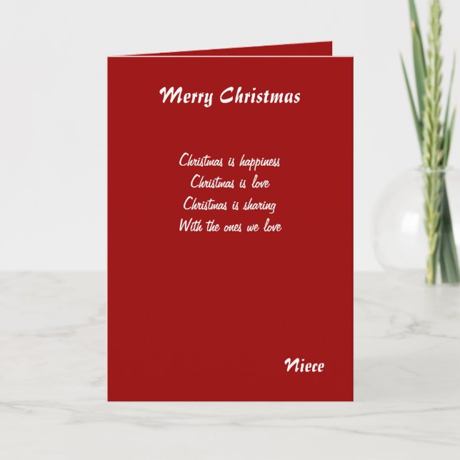 Tarjetas de saludo de Navidades de sobrina (Anverso)