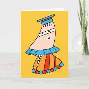 Tarjetas de saludo de personaje kawaii de vestido 