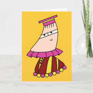 Tarjetas de saludo de personaje kawaii de vestido