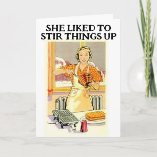 TARJETAS DE SALUDO DIVERTIDAS DE AMA CASA RETRO