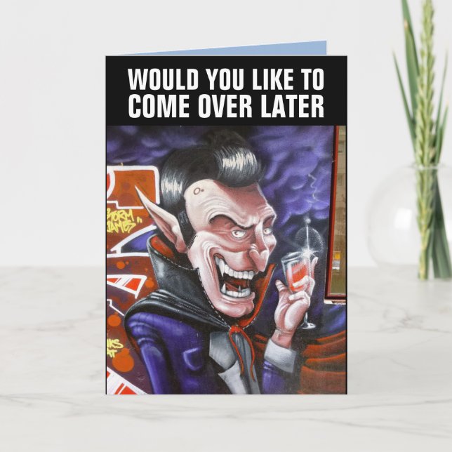 TARJETAS DE SALUDO DIVERTIDAS DE DRÁCULA DE HALLOW (Anverso)