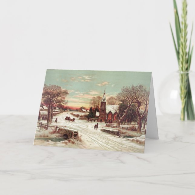 Tarjetas de saludo Eve Winter Scene de los navidad (Anverso)