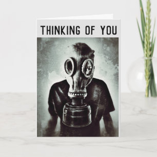TARJETAS DE SALUDO PENSANDO EN TI MÁSCARA DE GAS