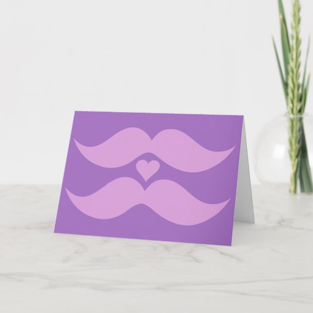 Tarjetas de saludo personalizado de bigotes rosas (Anverso)