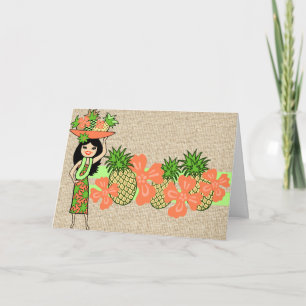 Tarjetas de saludo tropical Pineapple Luau