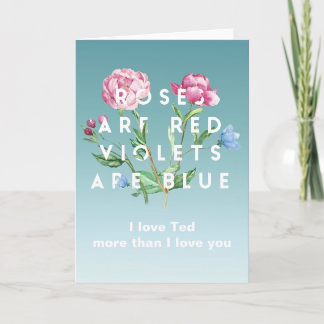 Tarjetas de salutación con Rosas rojas y Violetas  (Anverso)