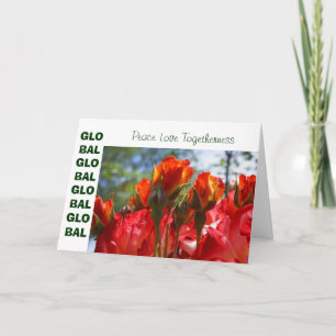Tarjetas de salutación de Paz Amor Juntos Rosas GL