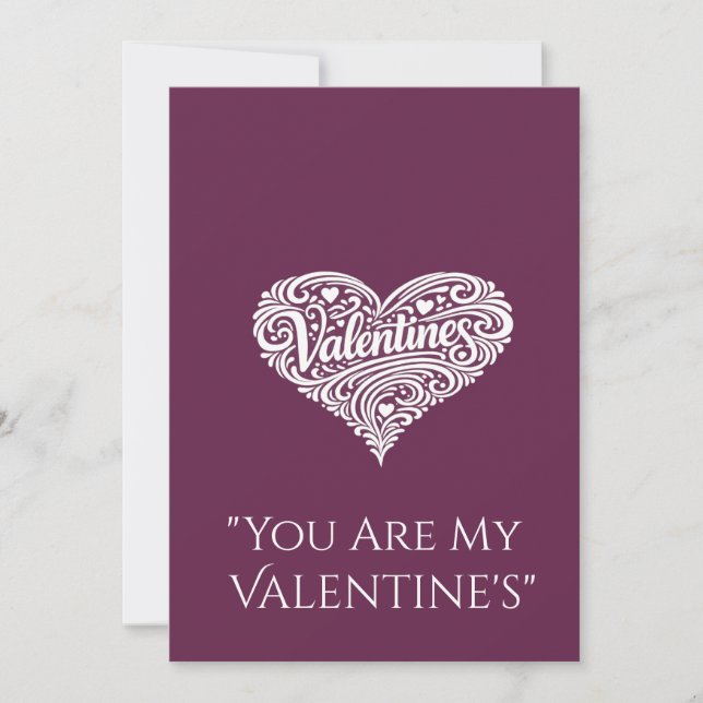 Tarjetas de San Valentín con diseño de corazón y t (Anverso)