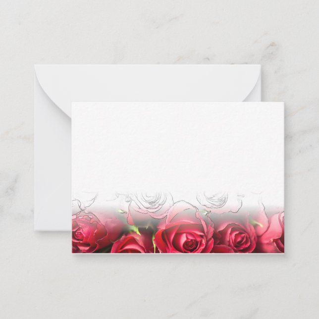 Tarjetas de San Valentín con Rosas Rojas en Blanco (Anverso)
