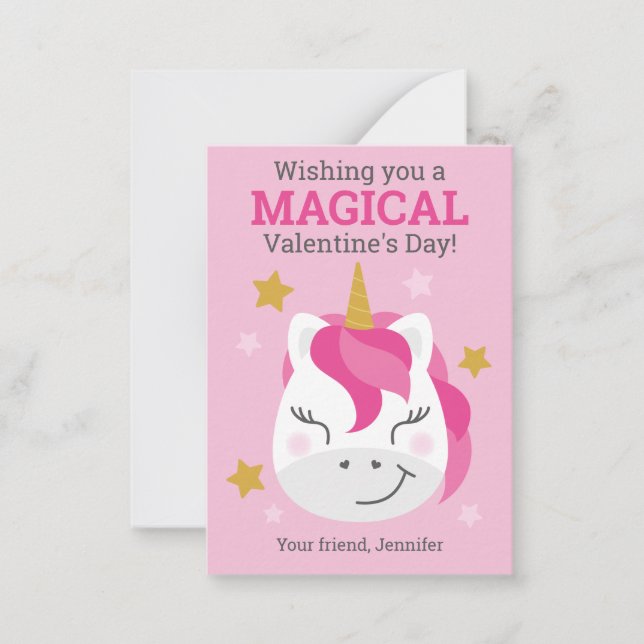 Tarjetas de San Valentín de aula Unicorn para niño (Anverso)