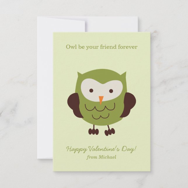 Tarjetas de San Valentín de aulas de búho verde du (Anverso)