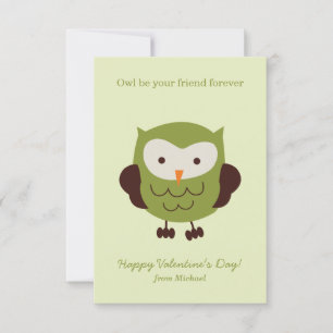 Tarjetas de San Valentín de aulas de búho verde du