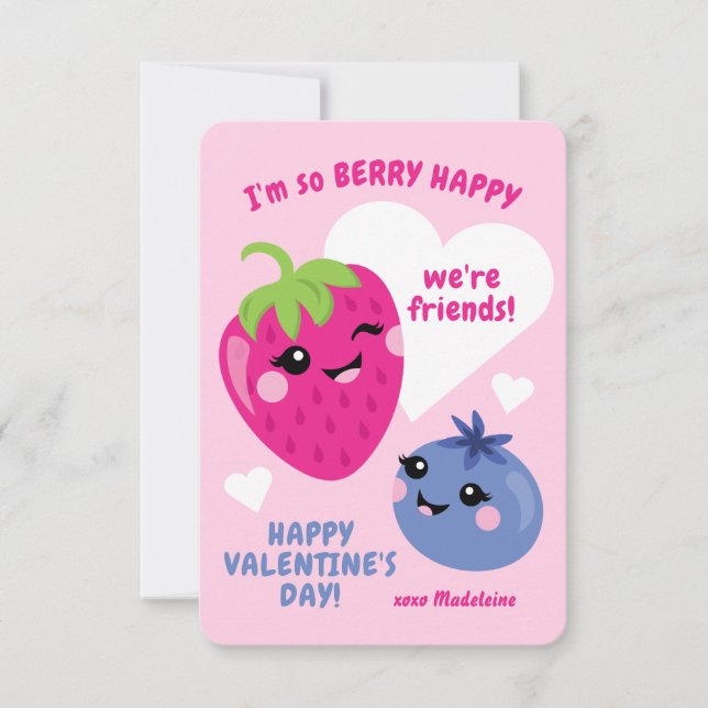 Tarjetas de San Valentín de clase Berry para niños (Anverso)