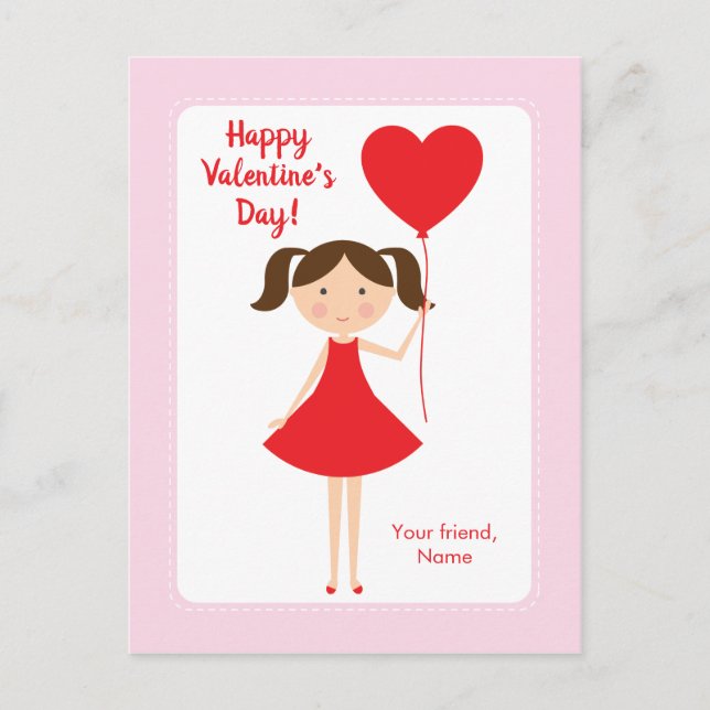 Tarjetas de San Valentín de clase de niña Mini Yo (Anverso)