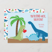 Tarjetas de San Valentín de clase Dinosaurio - T-R