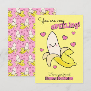 Tarjetas de San Valentín de clase para niños banan