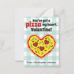 Tarjetas de San Valentín de clase Pizza para niños