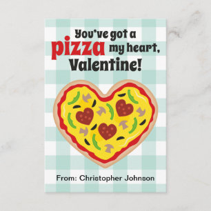Tarjetas de San Valentín de clase Pizza para niños
