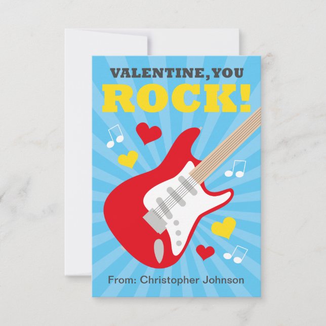 Tarjetas de San Valentín de guitarra para niños (Anverso)