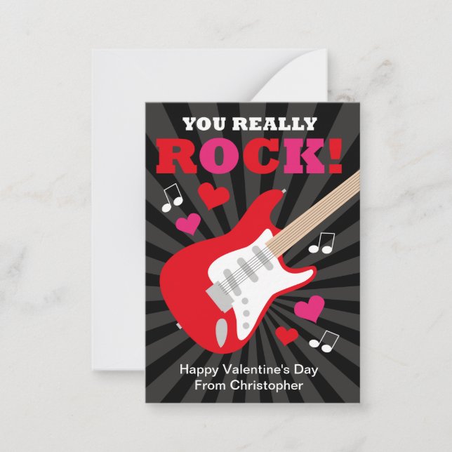 Tarjetas de San Valentín de guitarra para niños (Anverso)