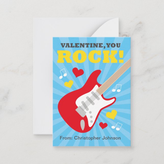 Tarjetas de San Valentín de guitarra para niños (Anverso)